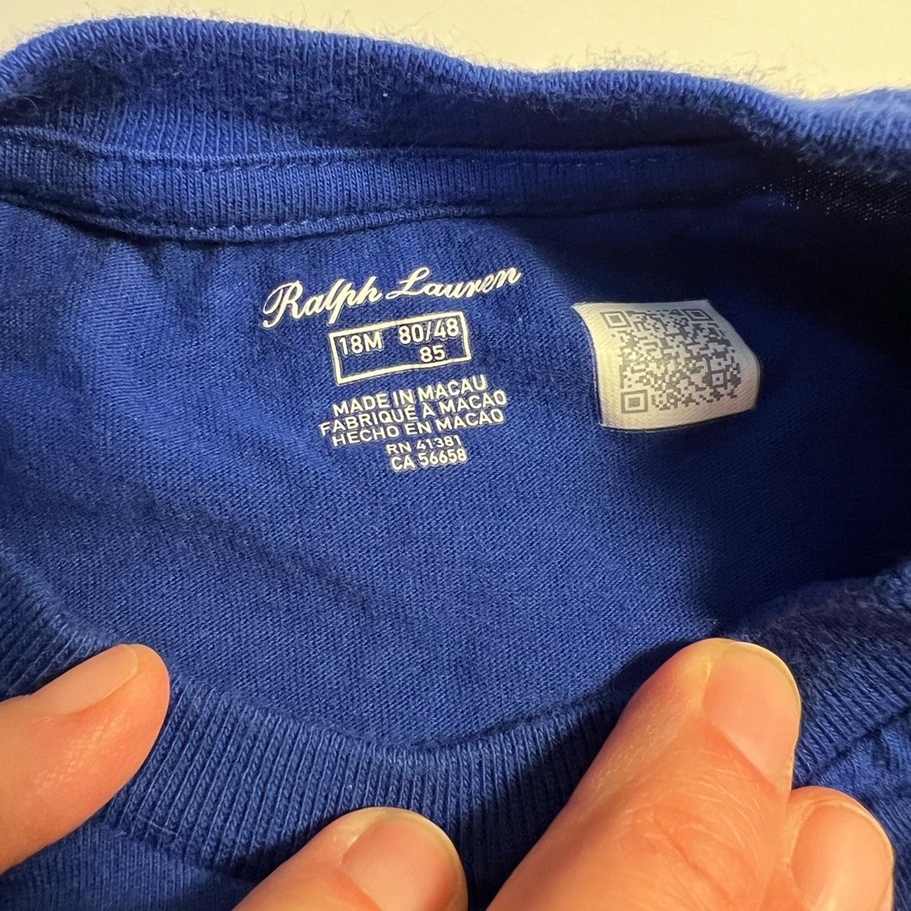 Ralph Lauren Blue Skiing Polo Bear long sleeve T-Shirt with black sweatpants 18m - Picture 3 of 10